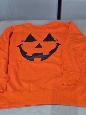 Orange Halloween Pumpkin Face Sweatshirt - Women